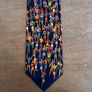 Vintage Alynn Neckwear Silk Tie Marathon Runners Tie Multicolor Men's